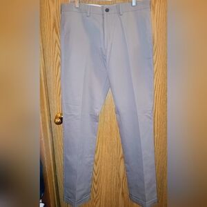 Lands End Mens Straight Fit Flat Front Cuffed Chino Size 36 x 32 Khaki